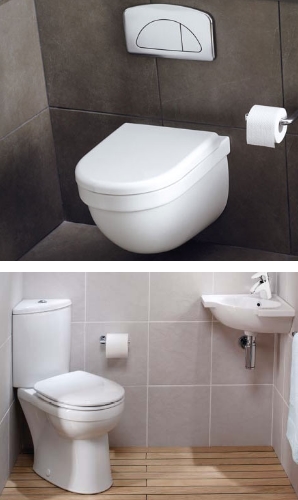 Choose a wall-hung or corner toilet to save space in the toilet room
